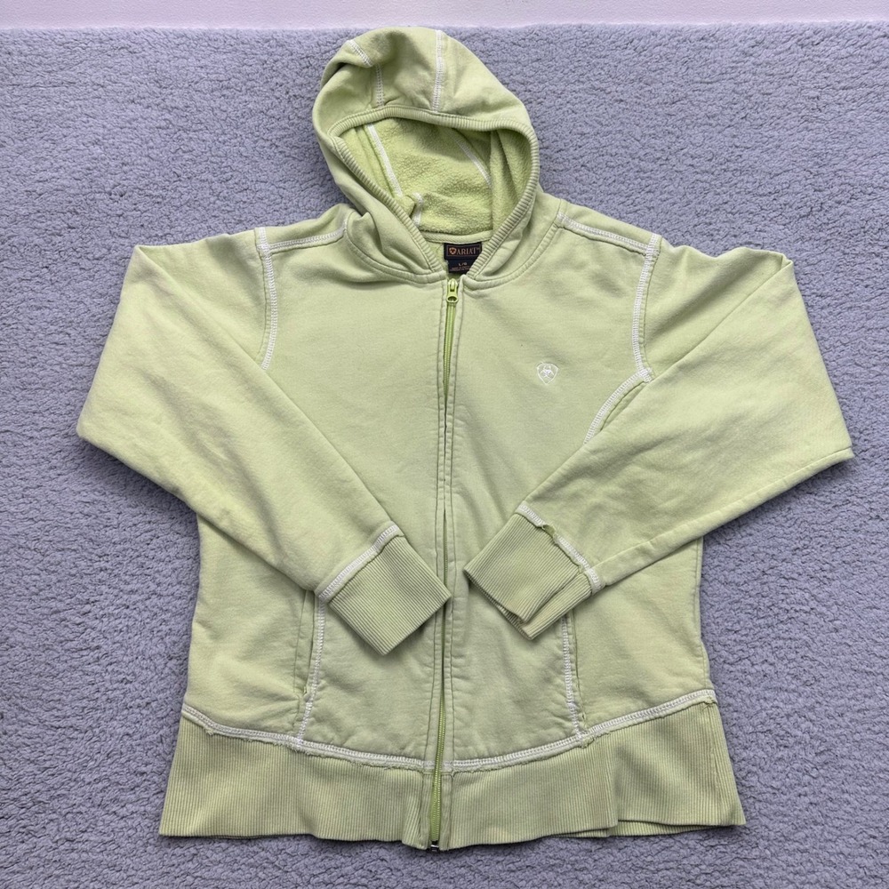 Ariat 5194 Womens Large Lime‎ Green Full-Zip Hoodie Athletic Casual Sweatshirt